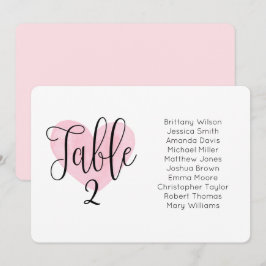 Invitación Gráfico de asientos de boda con corazón rosa. Plan
