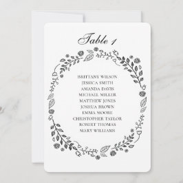 Invitación Gráfico de asientos de boda con flores blancas y n
