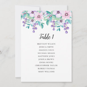 Invitación Gráfico de asientos de boda con flores. Plan de me
