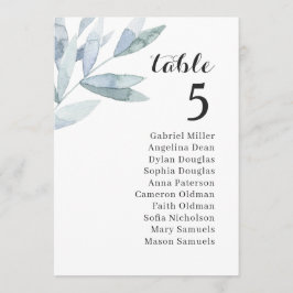 Invitación Gráfico de asientos de boda con follaje elegante. 
