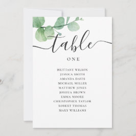 Invitación Gráfico de asientos de boda con guión de eucalipto