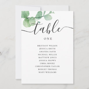 Invitación Gráfico de asientos de boda con guión de eucalipto