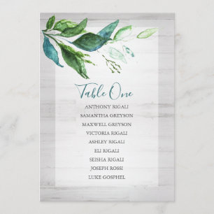 Invitación Gráfico de Asientos de Boda con Vegetación Acuarel