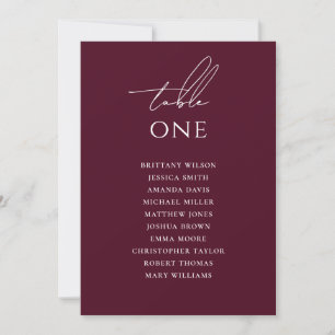 Invitación Gráfico de Asientos de Boda con Vino Oscuro   Burg