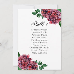 Invitación Gráfico de asientos de boda de Borgoña. Plan de me