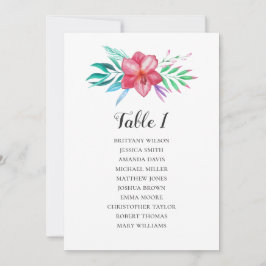 Invitación Gráfico de asientos de boda de flores tropicales.