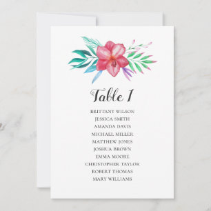 Invitación Gráfico de asientos de boda de flores tropicales.