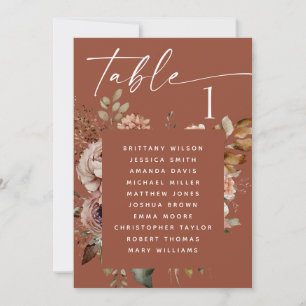Invitación Gráfico de Asientos de Boda de Terracota Profunda.