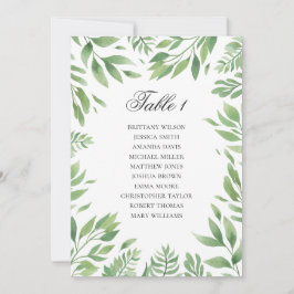 Invitación Gráfico de asientos de boda de verano verde. Botán