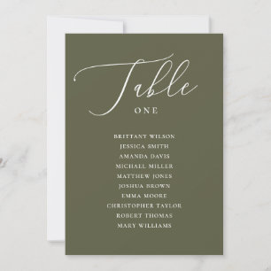 Invitación Gráfico de Asientos de Boda Elegante Verde Oliva A
