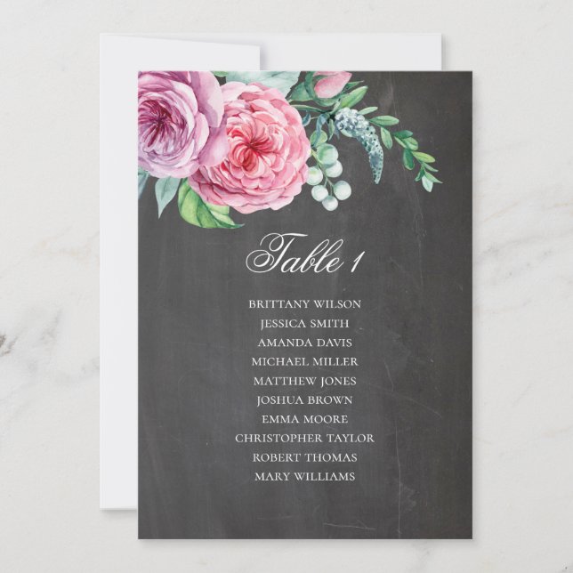 Invitación Gráfico de asientos de boda en pizarra. Plan de me (Anverso)