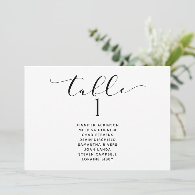 Invitación Gráfico de Asientos de Boda Horizontal Elegante (Anverso de pie)