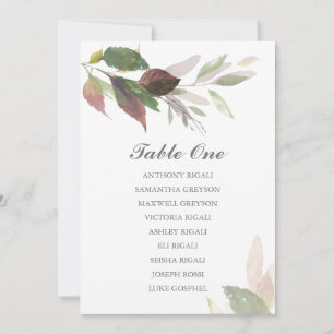 Invitación Gráfico de Asientos de Boda Marsala Acuarela
