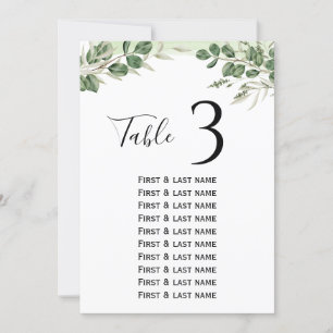 Invitación Gráfico de Asientos de Boda Minimalista con Verdor