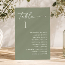 Gráfico de Asientos de Boda Minimalista Verde Sage