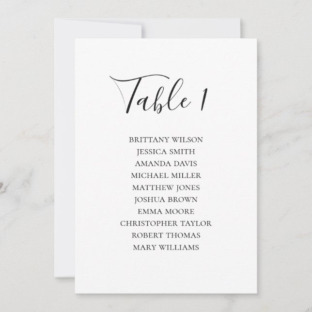 Invitación Gráfico de Asientos de Boda Moderno Simple Blanco  (Anverso)