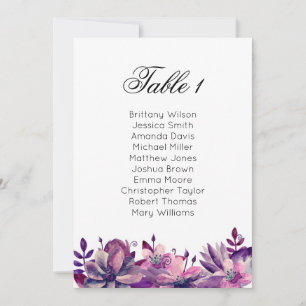Invitación Gráfico de asientos de boda púrpura. Plan de mesa 