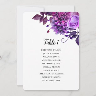 Invitación Gráfico de asientos de boda púrpura. Plan de mesa 