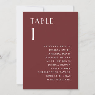 Invitación Gráfico de Asientos de Boda Rojo Vino Intenso   Ot