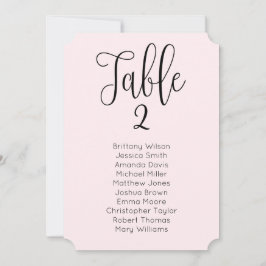 Invitación Gráfico de asientos de boda rosa. Caligrafía moder