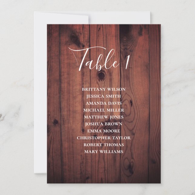 Invitación Gráfico de asientos de boda rústica. Granero de ma (Anverso)