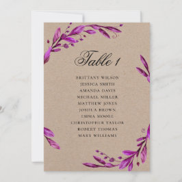 Invitación Gráfico de asientos de boda rústica púrpura. Lilac