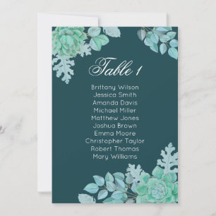 Invitación Gráfico de asientos de boda suculento. Cactus ment