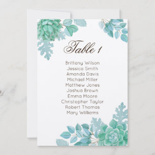 Invitación Gráfico de asientos de boda suculento. Cactus rúst