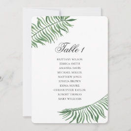 Invitación Gráfico de asientos de boda tropical Hojas verdes