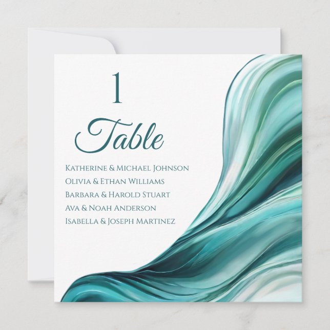 Invitación Gráfico de asientos de boda- Verde esmeralda moder (Anverso)