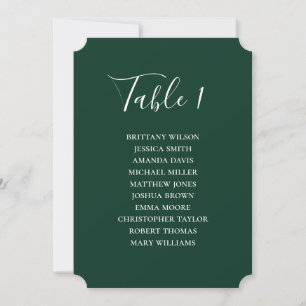 Invitación Gráfico de asientos de boda verde simple. Letra mo