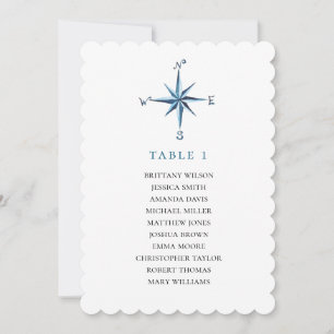 Invitación Gráfico de asientos de brújula azul. Plan de boda