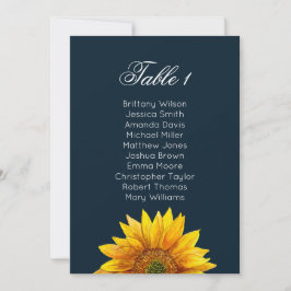 Invitación Gráfico de asientos de girasol. Boda rústica de az
