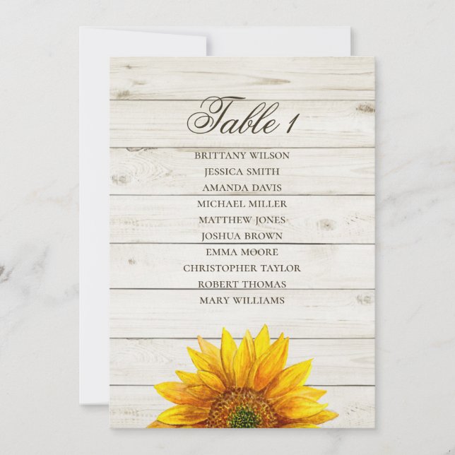 Invitación Gráfico de asientos de girasol. Granero de madera  (Anverso)