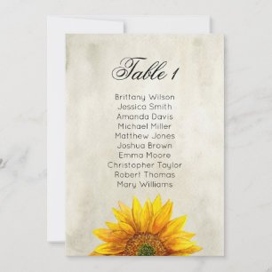Invitación Gráfico de asientos de girasol. Plan de mesa de bo