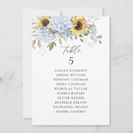 Invitación Gráfico de asientos de girasoles de hidrangea azul
