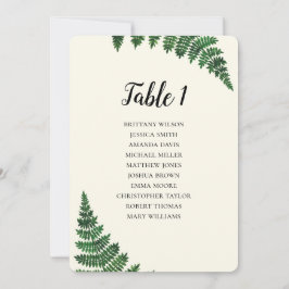 Invitación Gráfico de asientos de helecho verde. Plan de mesa