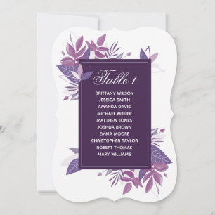 Invitación Gráfico de asientos de hojas púrpuras. Plan de bod