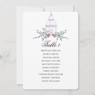Invitación Gráfico de asientos de jaula de pájaro morado. Pla