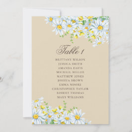 Invitación Gráfico de asientos de margarita acuarela. Boda fl