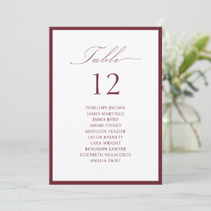 Invitación Gráfico de Asientos de Mesa con Letra Cursiva Burg