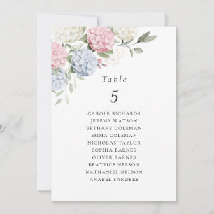 Invitación Gráfico de Asientos de Mesa de Hortensia Azul Flor