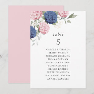 Invitación Gráfico de Asientos de Mesa de Hortensia Azul Flor