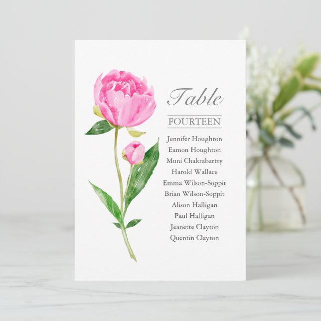 Invitación Gráfico de asientos de mesa de un solo Boda rosado (Anverso de pie)