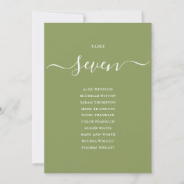 Invitación Gráfico de Asientos de Mesa Elegante Verde Musgo N