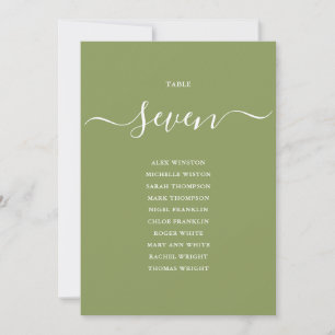 Invitación Gráfico de Asientos de Mesa Elegante Verde Musgo N