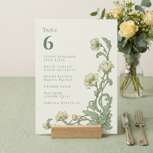 Invitación Gráfico de asientos de mesa estilo vintage verde f