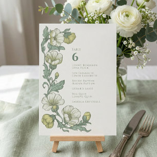 Invitación Gráfico de Asientos de Mesa verde salvia floral vi