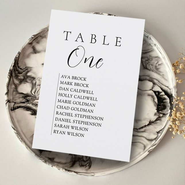 Invitación Gráfico de asientos de número de tabla de texto de (table number seating)