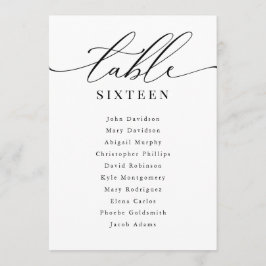 Invitación Gráfico de asientos de números de tabla boda Elega